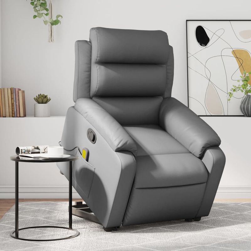 Casa si Gradina - Mobilier - Scaune si fotolii - Fotolii - Fotoliu rabatabil cu ridicare, gri, piele ecologica - Infinity.ro