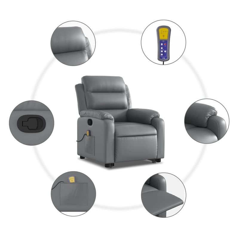 Casa si Gradina - Mobilier - Scaune si fotolii - Fotolii - Fotoliu rabatabil cu ridicare, gri, piele ecologica - Infinity.ro