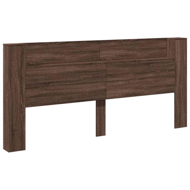 Casa si Gradina - Mobilier - Paturi si accesorii - Accesorii paturi - Tablie de pat cu dulap si LED, stejar maro, 220x16,5x103,5 cm - Infinity.ro
