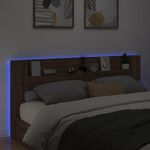 Casa si Gradina - Mobilier - Paturi si accesorii - Accesorii paturi - Tablie de pat cu dulap si LED, stejar maro, 220x16,5x103,5 cm - Infinity.ro