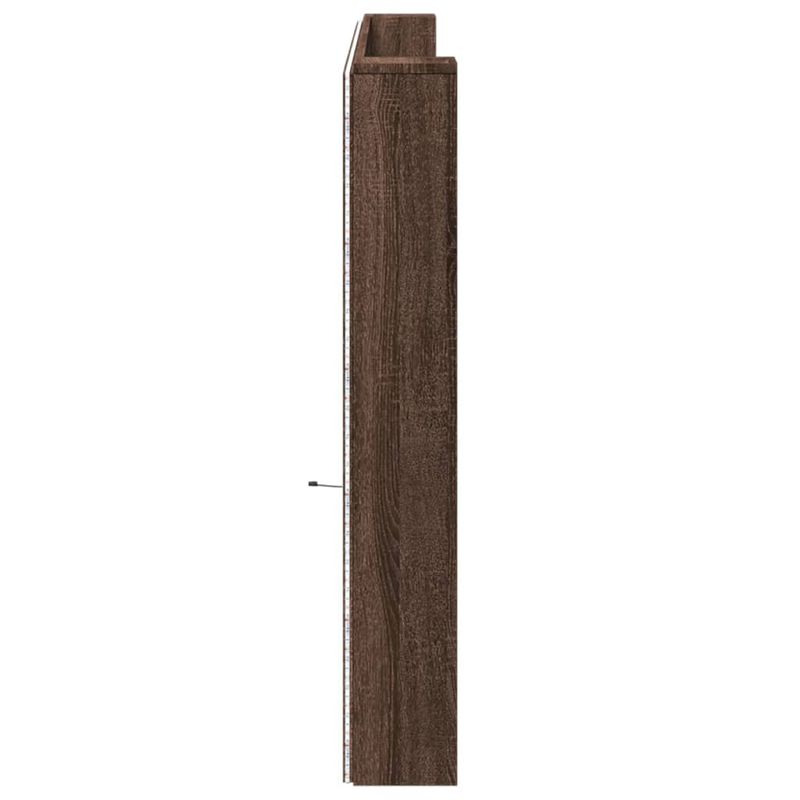 Casa si Gradina - Mobilier - Paturi si accesorii - Accesorii paturi - Tablie de pat cu dulap si LED, stejar maro, 220x16,5x103,5 cm - Infinity.ro