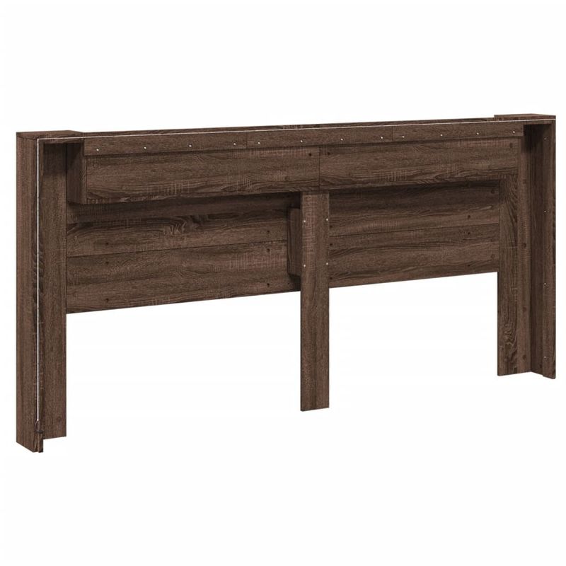 Casa si Gradina - Mobilier - Paturi si accesorii - Accesorii paturi - Tablie de pat cu dulap si LED, stejar maro, 220x16,5x103,5 cm - Infinity.ro