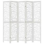 Casa si Gradina - Decoratiuni - Pereti despartitori si paravane - Paravan camera 5 panouri, alb, lemn masiv paulownia - Infinity.ro