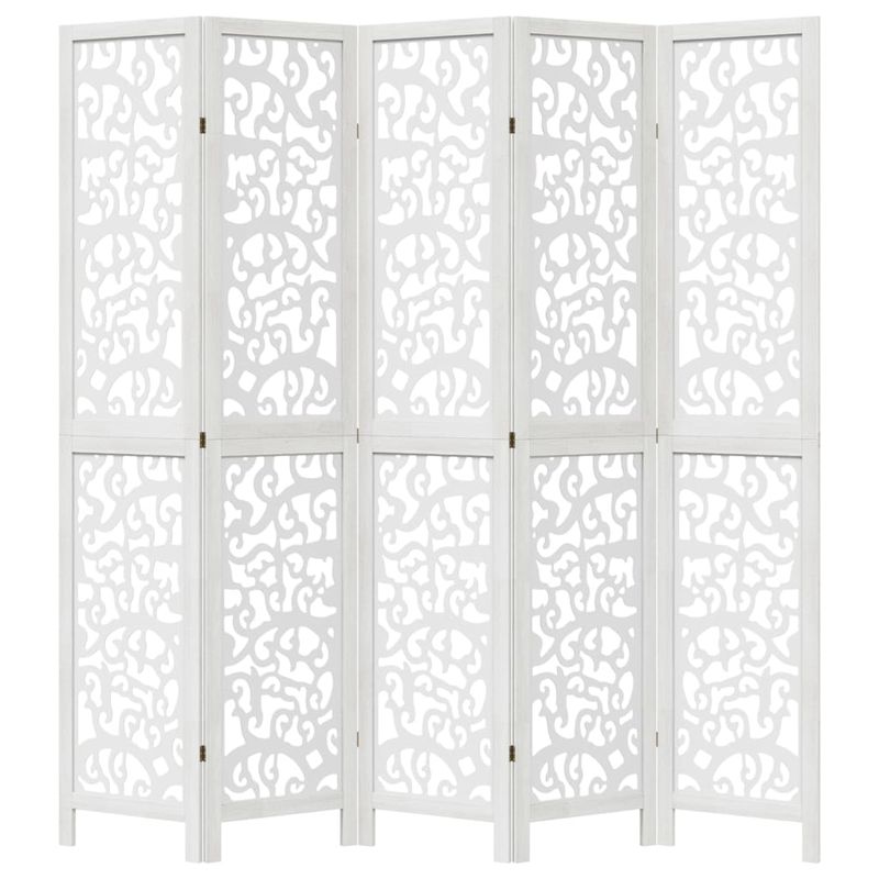 Casa si Gradina - Decoratiuni - Pereti despartitori si paravane - Paravan camera 5 panouri, alb, lemn masiv paulownia - Infinity.ro