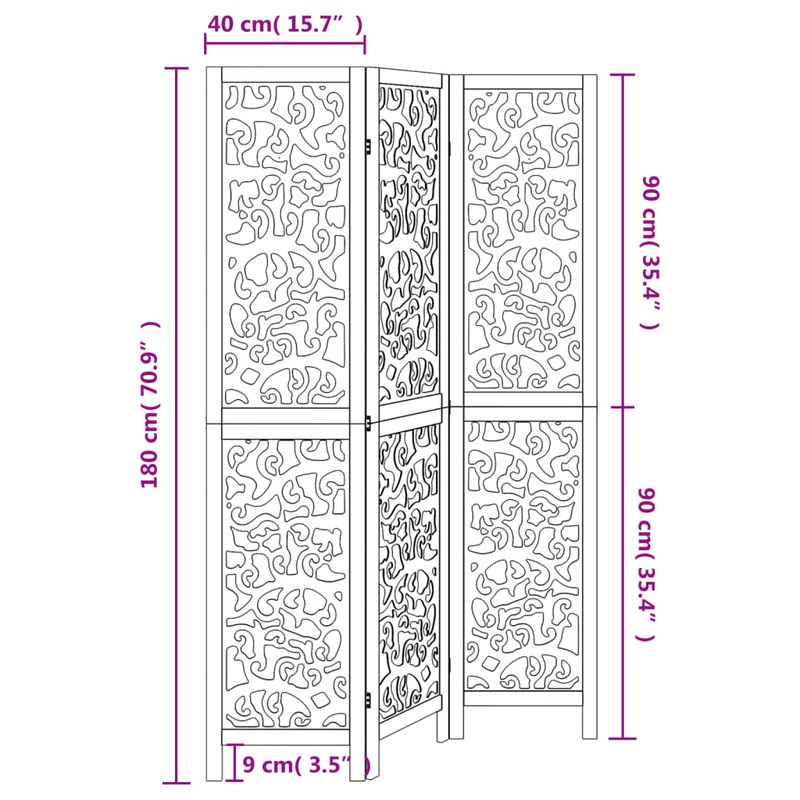Casa si Gradina - Decoratiuni - Pereti despartitori si paravane - Paravan camera 3 panouri, alb, lemn masiv paulownia - Infinity.ro