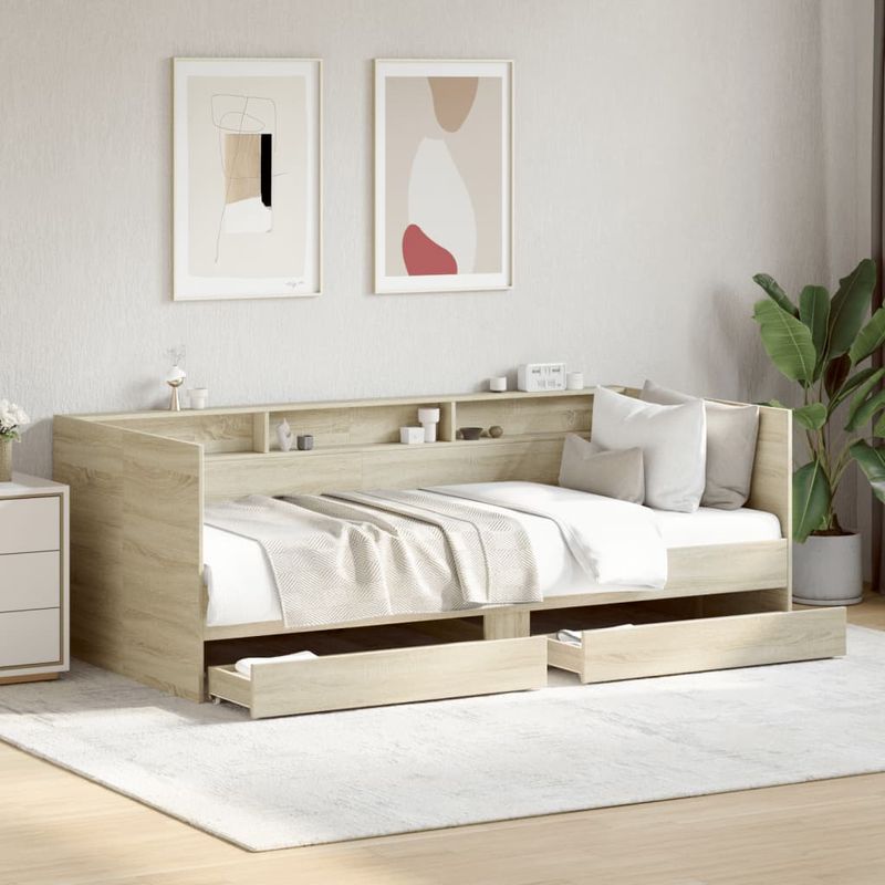 Casa si Gradina - Mobilier - Paturi si accesorii - Paturi - Cadru pat cu sertare, stejar sonoma, 90x190 cm, lemn prelucrat - Infinity.ro