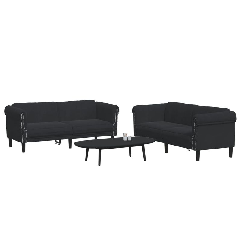 Casa si Gradina - Mobilier - Canapele si coltare - Canapele - Set canapea 2 piese, negru, catifea - Infinity.ro