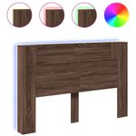 Casa si Gradina - Mobilier - Paturi si accesorii - Accesorii paturi - Tablie de pat cu dulap si LED, stejar maro, 160x16,5x103,5 cm - Infinity.ro