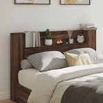 Casa si Gradina - Mobilier - Paturi si accesorii - Accesorii paturi - Tablie de pat cu dulap si LED, stejar maro, 160x16,5x103,5 cm - Infinity.ro