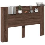 Casa si Gradina - Mobilier - Paturi si accesorii - Accesorii paturi - Tablie de pat cu dulap si LED, stejar maro, 160x16,5x103,5 cm - Infinity.ro