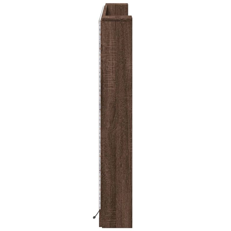 Casa si Gradina - Mobilier - Paturi si accesorii - Accesorii paturi - Tablie de pat cu dulap si LED, stejar maro, 160x16,5x103,5 cm - Infinity.ro