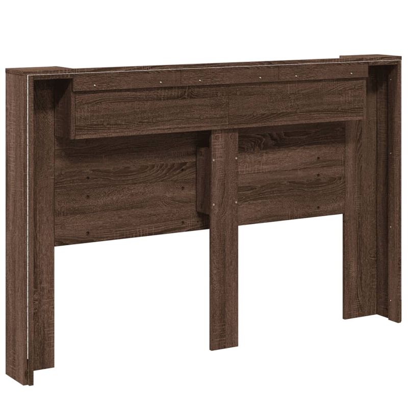 Casa si Gradina - Mobilier - Paturi si accesorii - Accesorii paturi - Tablie de pat cu dulap si LED, stejar maro, 160x16,5x103,5 cm - Infinity.ro