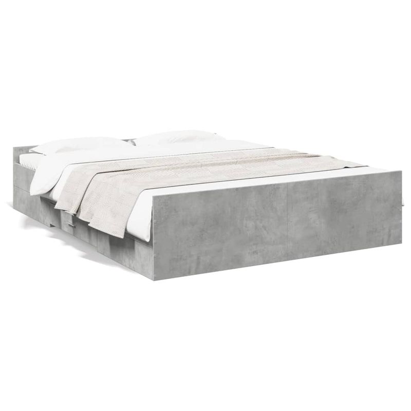 Casa si Gradina - Mobilier - Paturi si accesorii - Paturi - Cadru de pat cu sertare, gri beton, 160x200 cm, lemn prelucrat - Infinity.ro