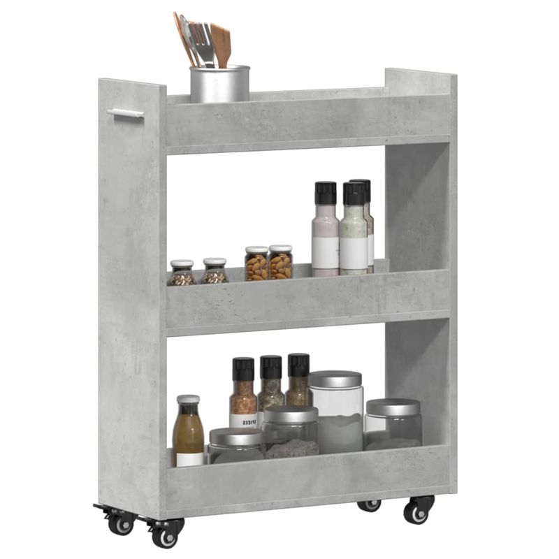 Casa si Gradina - Mobilier - Dulapuri si sifoniere - Dulapuri - Dulap cu roti, gri beton, 60x22x79 cm, lemn prelucrat - Infinity.ro