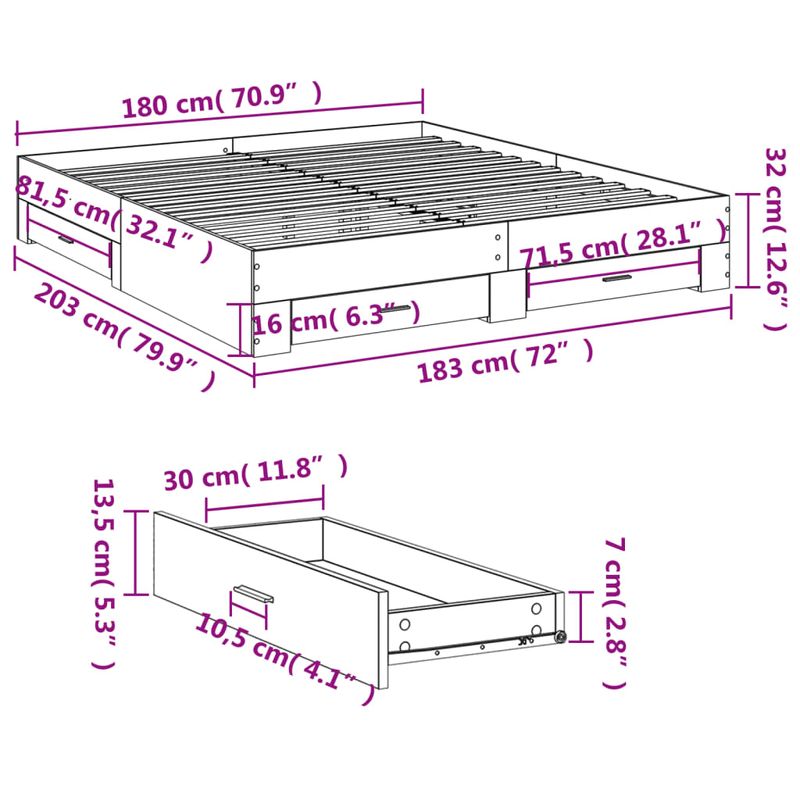 Casa si Gradina - Mobilier - Paturi si accesorii - Paturi - Cadru de pat cu sertare, negru, 180x200 cm, lemn prelucrat - Infinity.ro