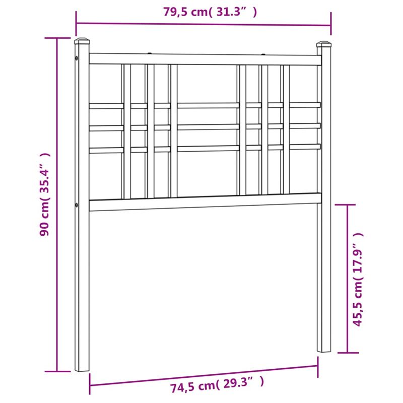 Casa si Gradina - Mobilier - Paturi si accesorii - Accesorii paturi - Tablie de pat metalica, alb, 75 cm - Infinity.ro