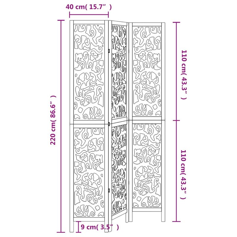Casa si Gradina - Decoratiuni - Pereti despartitori si paravane - Paravan camera 3 panouri, alb, lemn masiv paulownia - Infinity.ro
