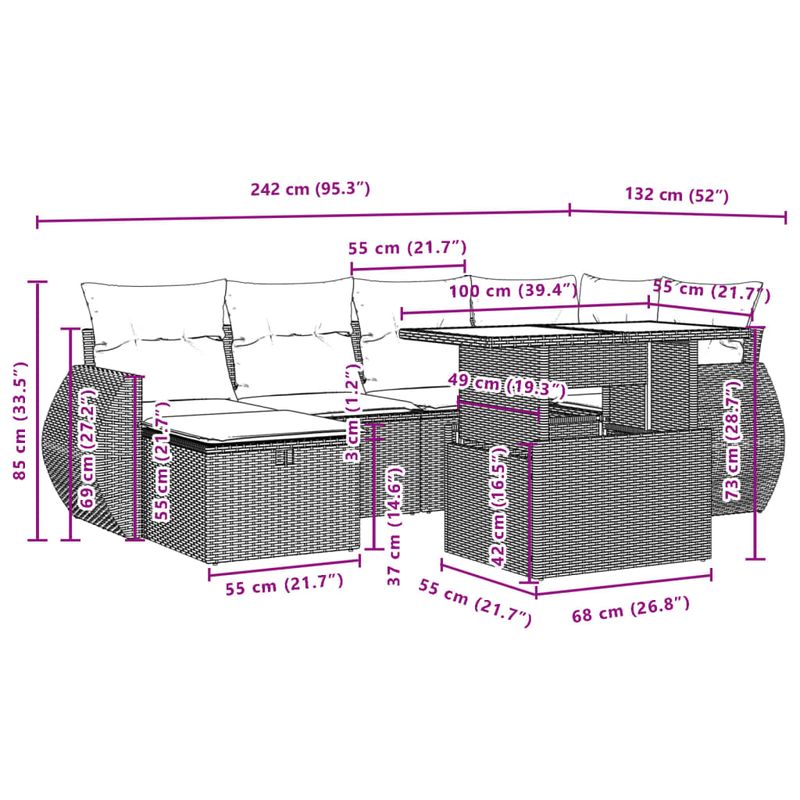 Casa si Gradina - Gradina si terasa - Mobilier exterior - Seturi mobila gradina - Set canapele de gradina cu perne, 7 piese, negru, poliratan - Infinity.ro
