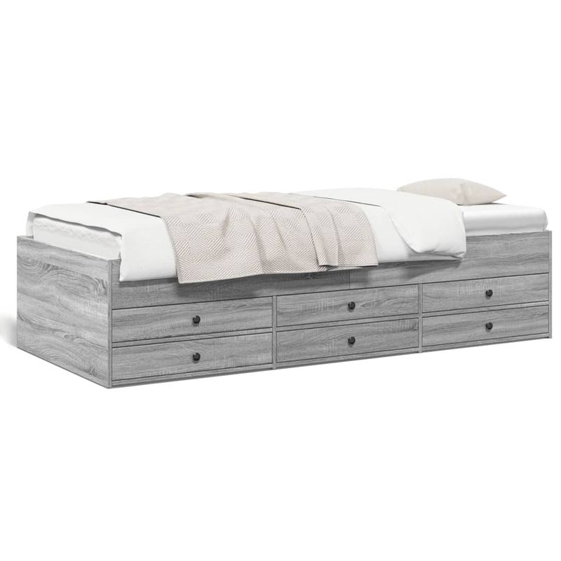 Casa si Gradina - Mobilier - Paturi si accesorii - Paturi - Cadru pat de zi cu sertare gri sonoma 100x200 cm lemn prelucrat - Infinity.ro