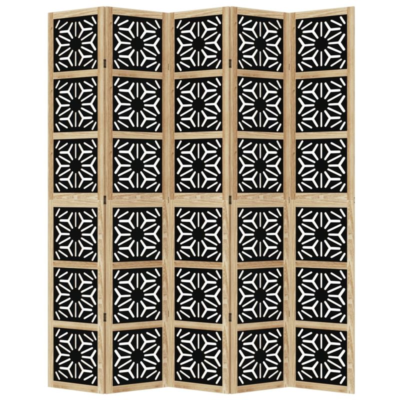 Casa si Gradina - Decoratiuni - Pereti despartitori si paravane - Paravan de camera, 5 panouri, maro/negru, lemn masiv paulownia, mărime 40x220 cm - Infinity.ro