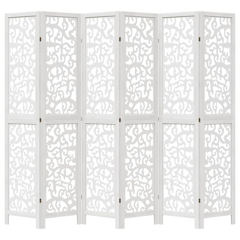 Casa si Gradina - Decoratiuni - Pereti despartitori si paravane - Paravan camera 6 panouri, alb, lemn masiv paulownia - Infinity.ro