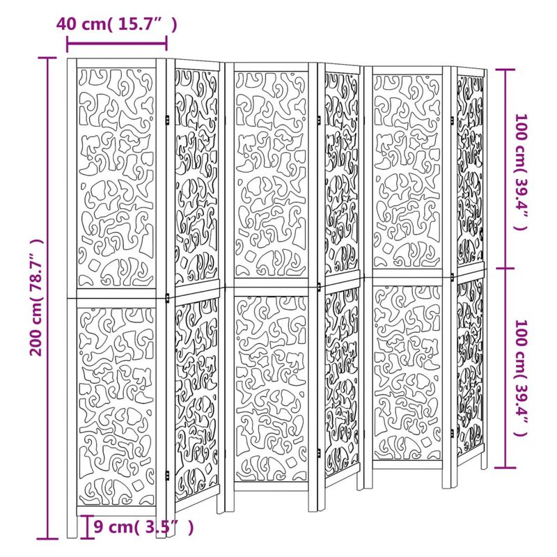 Casa si Gradina - Decoratiuni - Pereti despartitori si paravane - Paravan camera 6 panouri, alb, lemn masiv paulownia - Infinity.ro