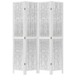 Casa si Gradina - Decoratiuni - Pereti despartitori si paravane - Paravan camera 4 panouri, alb, lemn masiv paulownia - Infinity.ro