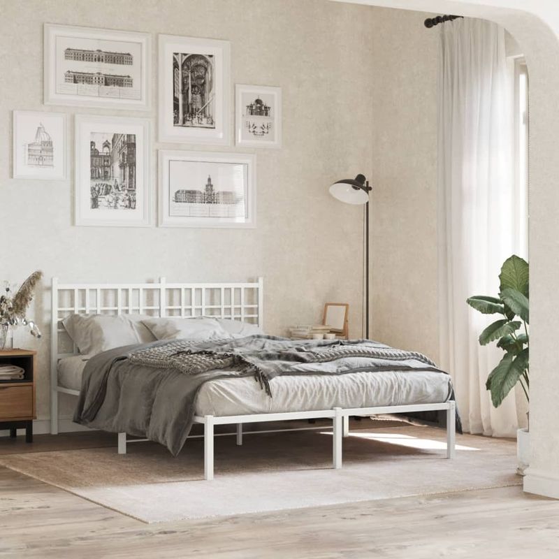 Casa si Gradina - Mobilier - Paturi si accesorii - Accesorii paturi - Tablie de pat metalica, alb, 120 cm - Infinity.ro