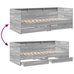 Casa si Gradina - Mobilier - Paturi si accesorii - Paturi - Cadru pat de zi cu sertare gri sonoma 90x190 cm lemn prelucrat - Infinity.ro