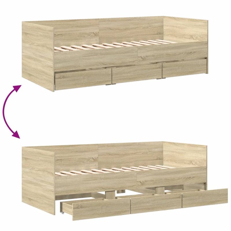Casa si Gradina - Mobilier - Paturi si accesorii - Paturi - Cadru pat cu sertare, stejar sonoma, 100x200 cm, lemn prelucrat - Infinity.ro