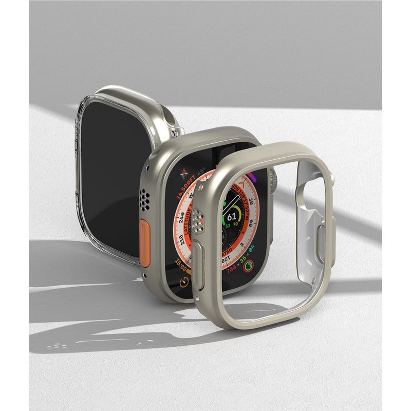 Laptop, Telefoane si Tablete - Wearables si gadgeturi - Wearables - Accesorii wearables - Set 2 Huse de protectie Ringke pentru Apple Watch Ultra 1/2 (49 Mm) Transparent/Gri Titan - Infinity.ro