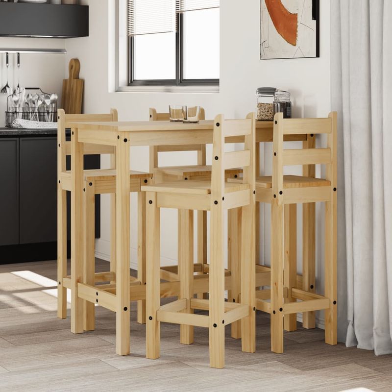 Casa si Gradina - Mobilier - Seturi de mobilier - Seturi bucatarie - Set mobilier de bar, 5 piese, lemn masiv de pin - Infinity.ro