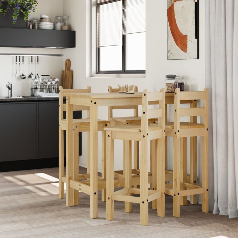 Casa si Gradina - Mobilier - Seturi de mobilier - Seturi bucatarie - Set mobilier de bar, 5 piese, lemn masiv de pin - Infinity.ro