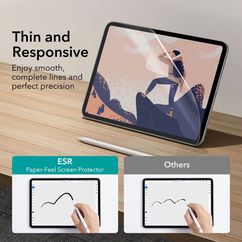Laptop, Telefoane si Tablete - Tablete si accesorii tablete - Accesorii Tablete - Folii protectie tablete - Set 2 Folii de protectie ESR Paper Feel pentru Apple iPad 10.9 10/2022 Mat Transparent - Infinity.ro