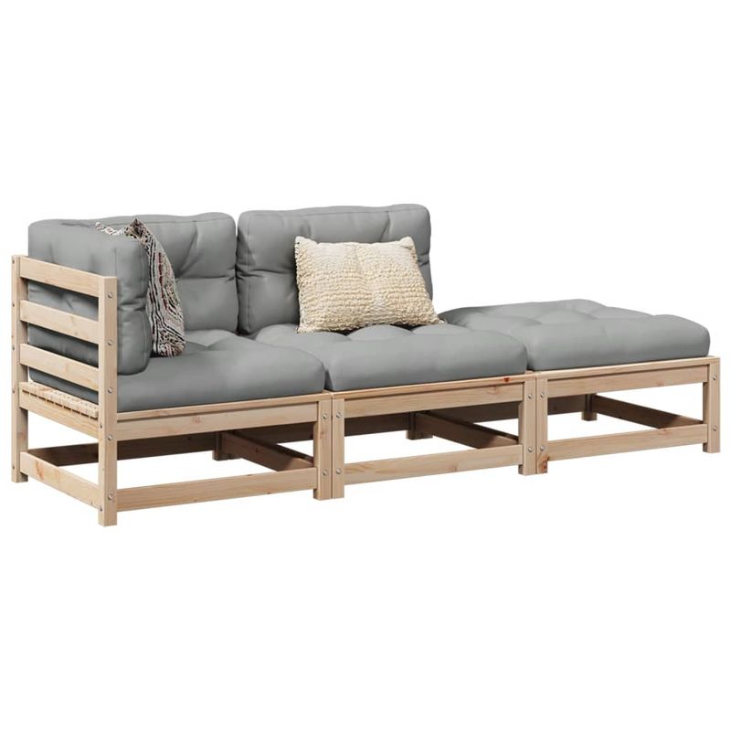 Casa si Gradina - Gradina si terasa - Mobilier exterior - Seturi mobila gradina - Set canapele de gradina cu perne, 3 piese, lemn masiv de pin - Infinity.ro