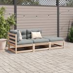 Casa si Gradina - Gradina si terasa - Mobilier exterior - Seturi mobila gradina - Set canapele de gradina cu perne, 3 piese, lemn masiv de pin - Infinity.ro