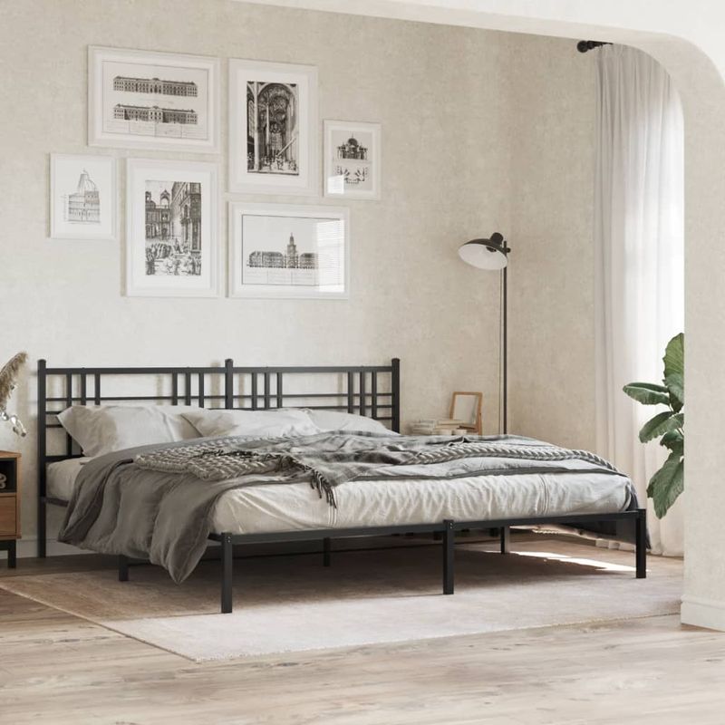 Casa si Gradina - Mobilier - Paturi si accesorii - Accesorii paturi - Tablie de pat metalica, negru, 193 cm - Infinity.ro