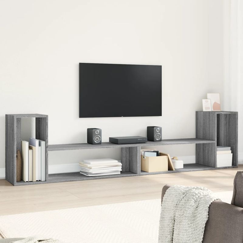 Casa si Gradina - Mobilier - Comode si corpuri - Comode - Comoda TV, 2 buc., gri sonoma, 100x30x50 cm, lemn prelucrat - Infinity.ro