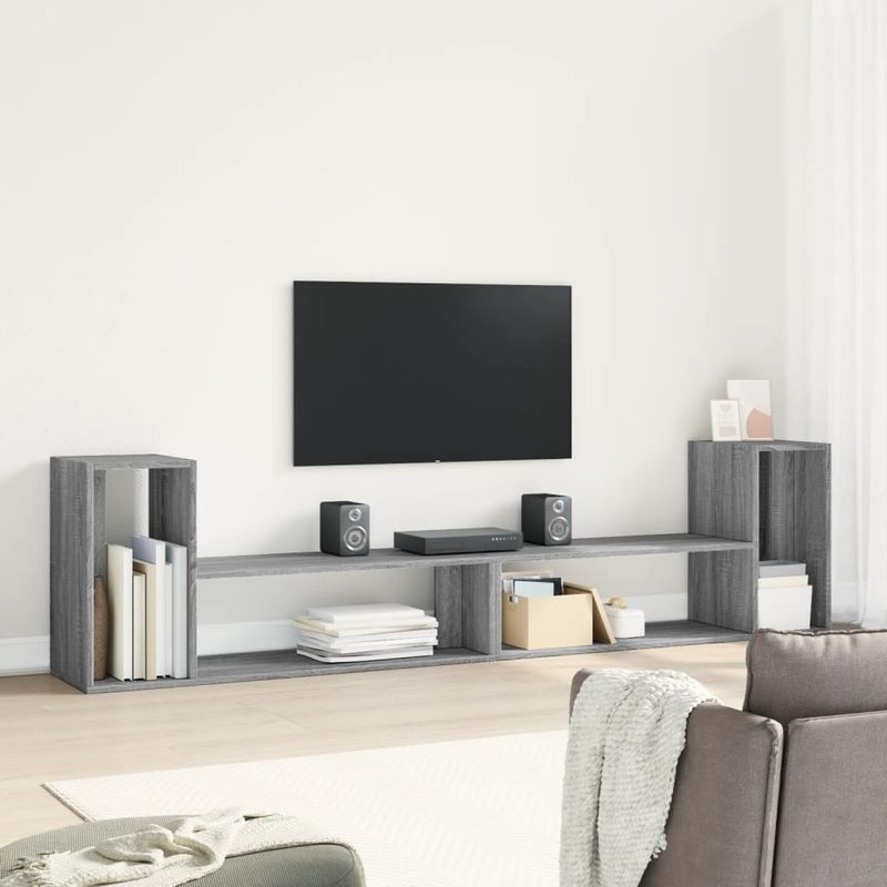 Casa si Gradina - Mobilier - Comode si corpuri - Comode - Comoda TV, 2 buc., gri sonoma, 100x30x50 cm, lemn prelucrat - Infinity.ro