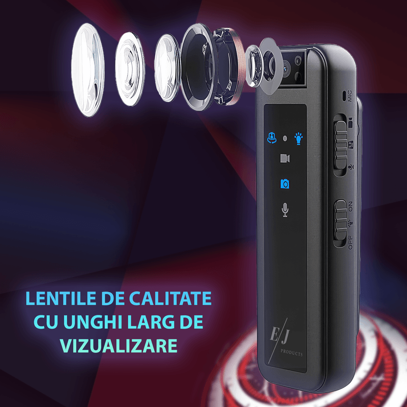 TV, Audio-Video si Foto - Camere video - Camere video compacte - Camera video corporala, full HD, 12 MP ,  baterie 600mAh, inregistrare continua 5 ore, rotatie camera 180°, microfon - Infinity.ro