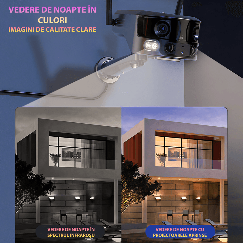 Casa si Gradina - Electrice - Smart Home - Camere de supraveghere - Camera de supraveghere cu incarcare solara, 4G, 4K, 8MP, WIFI, detectie umana AI, vizualizare panoramica 180° - Infinity.ro