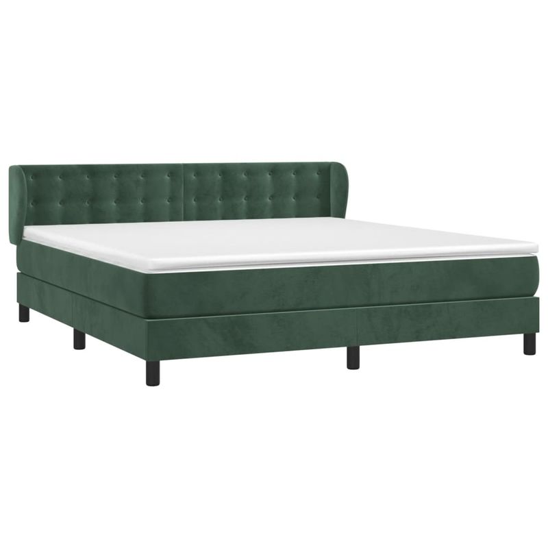 Casa si Gradina - Mobilier - Paturi si accesorii - Paturi - Pat box spring cu saltea, verde inchis, 180x200 cm, catifea - Infinity.ro