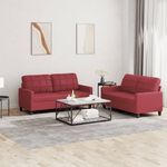 Casa si Gradina - Mobilier - Seturi de mobilier - Seturi living - Set de canapele cu perne, 2 piese, rosu vin, piele ecologica - Infinity.ro