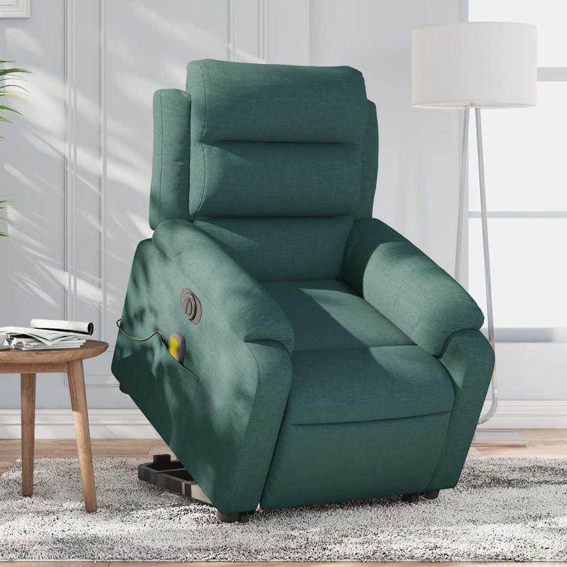 Ingrijire personala si Cosmetice - Sanatate si wellness - Articole wellness - Fotolii de masaj - Fotoliu electric masaj rabatabil / ridicare verde inchis textil - Infinity.ro