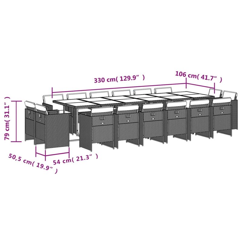 Casa si Gradina - Gradina si terasa - Mobilier exterior - Seturi mobila gradina - Set mobilier de gradina cu perne, 17 piese, gri, poliratan - Infinity.ro