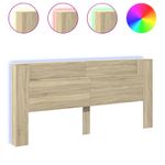 Casa si Gradina - Mobilier - Paturi si accesorii - Accesorii paturi - Tablie de pat cu dulap si LED, stejar sonoma, 220x16,5x103,5 cm - Infinity.ro