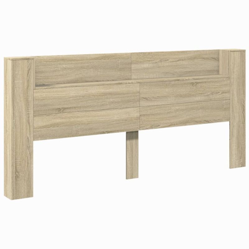 Casa si Gradina - Mobilier - Paturi si accesorii - Accesorii paturi - Tablie de pat cu dulap si LED, stejar sonoma, 220x16,5x103,5 cm - Infinity.ro
