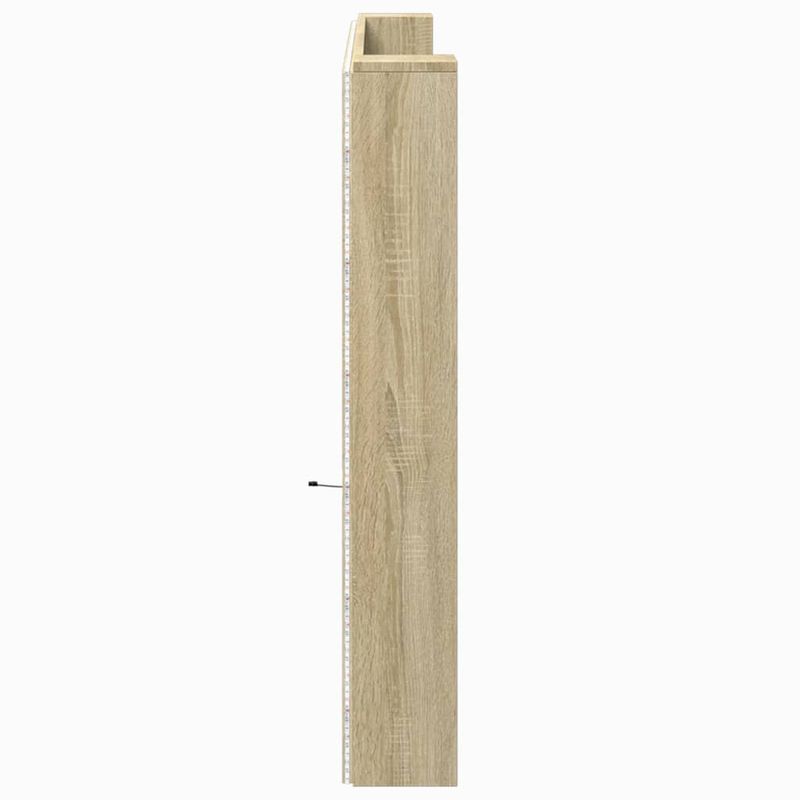 Casa si Gradina - Mobilier - Paturi si accesorii - Accesorii paturi - Tablie de pat cu dulap si LED, stejar sonoma, 220x16,5x103,5 cm - Infinity.ro