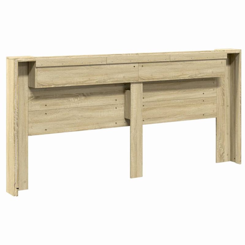 Casa si Gradina - Mobilier - Paturi si accesorii - Accesorii paturi - Tablie de pat cu dulap si LED, stejar sonoma, 220x16,5x103,5 cm - Infinity.ro