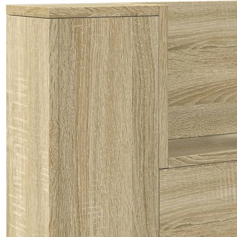 Casa si Gradina - Mobilier - Paturi si accesorii - Accesorii paturi - Tablie de pat cu dulap si LED, stejar sonoma, 220x16,5x103,5 cm - Infinity.ro